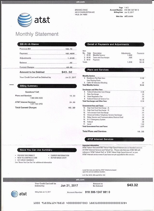 AT&T Utility Bill