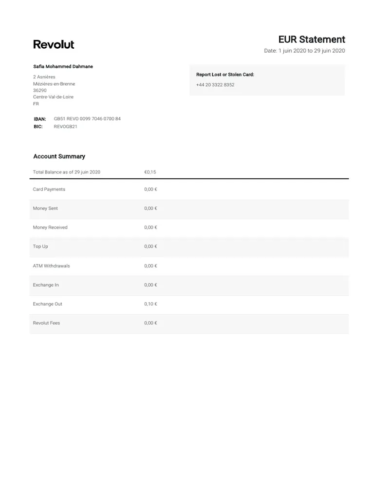 Buy Revolut Statement