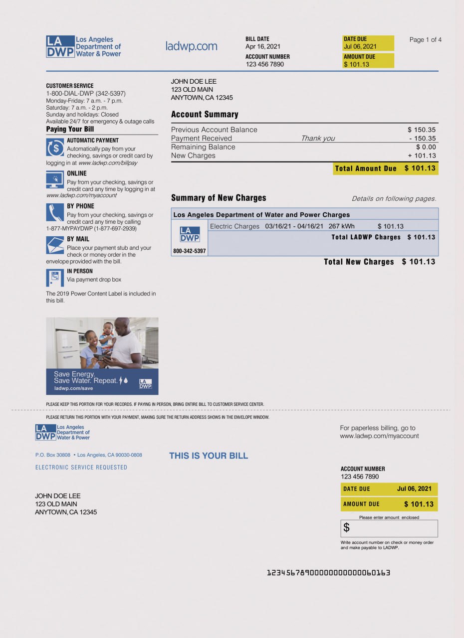 California Utility Bill