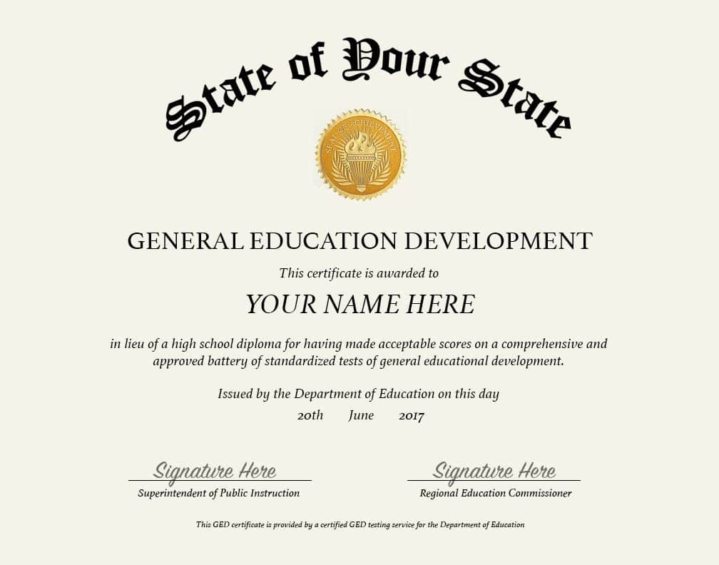 Real GED Certificate