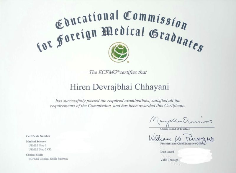 Real ECFMG Certificate