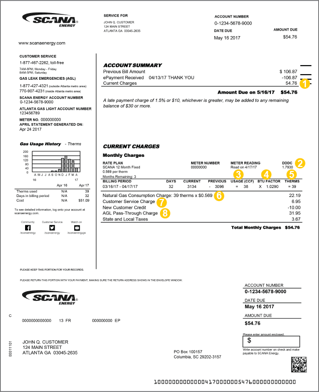 SCANA Utility Bill