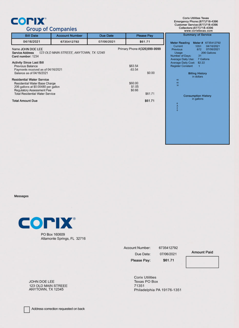 Texas Utility Bill