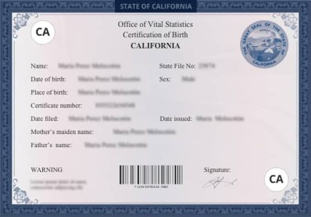 Buy Real California Birth Certificate