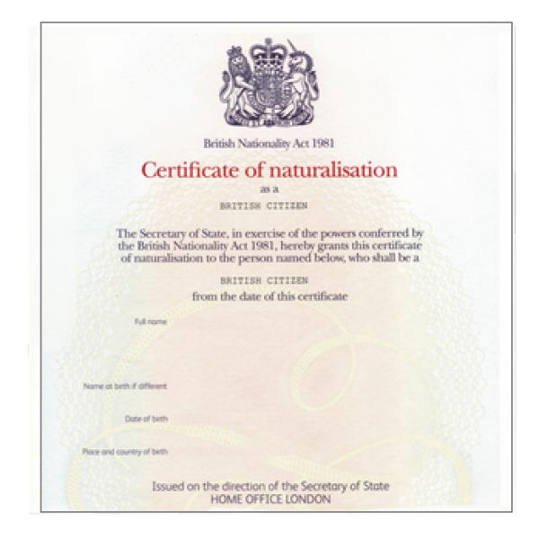 Certificate of Naturalization