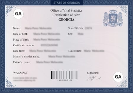 Real Georgia Birth Certificate