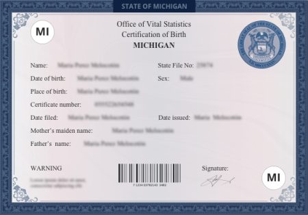 Buy Real Michigan Birth Certificate
