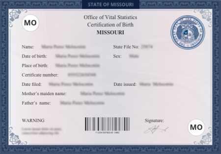 Buy Real Missouri Birth Certificate