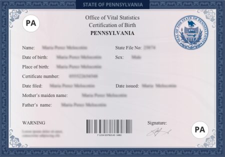 Buy Real Pennsylvania Birth Certificate