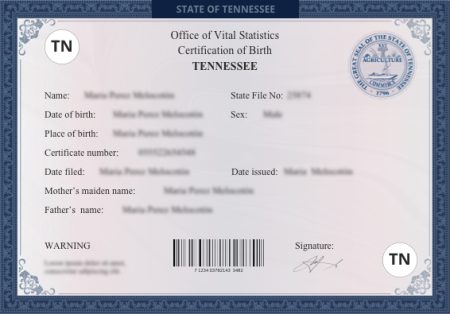 Buy Real Tennessee Birth Certificate